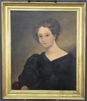 Framed Early 19th C Style Portrait Oil on Canvas