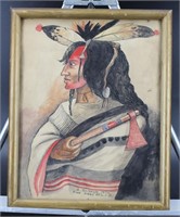 Antonio Romano Native American War Chief Painting