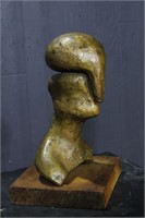 Modernist Abstract Bronze Sculpture Signed Kray 77