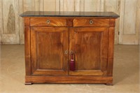 Antique French Marble Top Mahogany Sideboard
