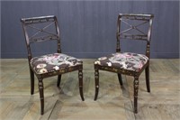 Pair of English Regency Style 19 C Side Chairs