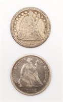 1857 and 1872 Seated Liberty Half Dimes