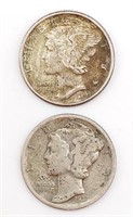 1937 and 1941 Mercury Dimes