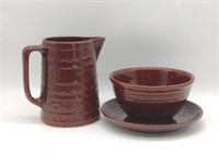 Marcrest Stoneware Pitcher, Bowl, and Plate