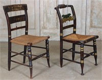 2 Similar Ebonized Paint Decorated Chairs
