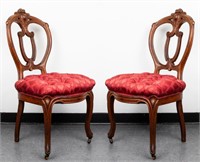 Continental Shield-Back Carved Side Chairs, Pr