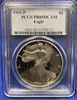 1993-P PCGS Deep Cameo PR69 Silver Eagle