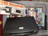 VHS player & tapes, re winder