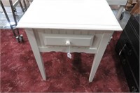 White Side Table With Drawer  19" x 18" x 24" h