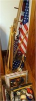 Flags, craft items, 2 easels