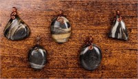 Jewelry Lot of 5 Natural Agatized Wood Pendants