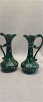 Pair of green pottery vases