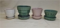Set of 4 Multicolored McCoy Pottery Planters