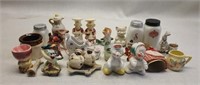 Lot of salt and pepper shakers and figurines