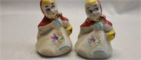 Pair of porcelain salt and pepper shakers