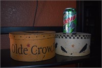 2 Hand Painted Hat Boxes Made in USA