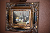Original Oil Still Life w/Frame and Art Light