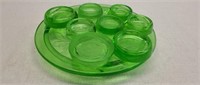 Beautiful green depression glass cake plate, ect