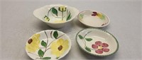 Lot of 4 blue ridge hand painted dishes