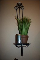 Wrought Iron Wall Planter/Sconce w/Grass