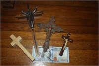 4 Vintage Antique Religious Crucifixes