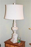 Distressed White Wood Table Lamp