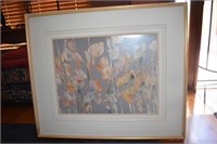 Original Iris Floral Watercolor Framed Painting