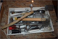 Large Tray of Kitchen Utensils