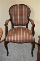 Occasional Chair Solid Wood w/Plaid Upholstery
