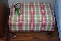 Plaid Footstool and 2 Matching Plaid Pillows