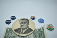 Authentic Political Buttons FDR, Roosevelt, Nixon