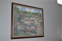 Large Garden Floral Framed Art by Jen Mark 1990