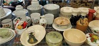 Shelf of China, Vintage Shakers, and More