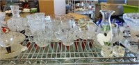 Shelf of Crystal, Handpainted Vase, & More