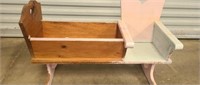 Wood small baby bed and chair combined