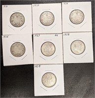 Canadian Silver Quarters From The 1930's