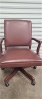 Wood and leather office chair
