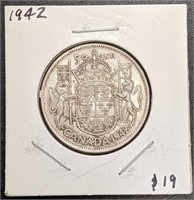1942 Canada Silver 50-Cent Half Dollar