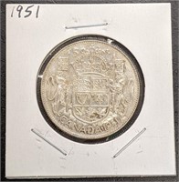 1951 Canada Silver 50-Cent Half Dollar Coin