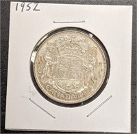 1952 Canada Silver 50-Cent Half Dollar Coin