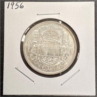 1956 Canada Silver 50-Cent Half Dollar Coin