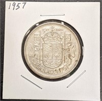 1957 Canada Silver 50-Cent Half Dollar Coin