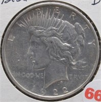 1922-D Peace Silver Dollar.