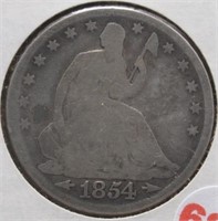 1854 with arrows Seated Silver Half Dollar.