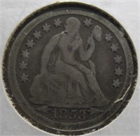 1853-O with arrows Seated Silver Dimes.