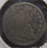 1839 Seated Silver Half Dimes.