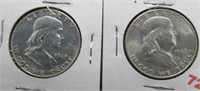 (2) Franklin Silver Half Dollars. Dates: 1948-D