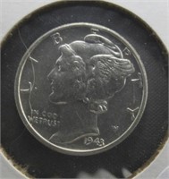 1943 Mercury Silver Dimes.