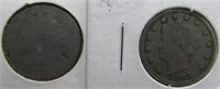 1883 N/C and 1888 Liberty V Nickels.