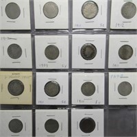 (15) Liberty V Nickels. Assortment of Dates from